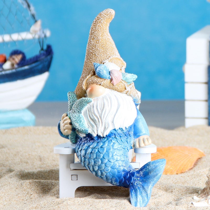 Leekung Mermaid Garden gnome Statue Outdoor Decor,Mermaid gnome Figurine for Outside Indoor Patio Lawn Yard Porch Shelf Bookshelf Edge Table windowsill Decoration,Beach Ocean Sculpture - Image 1